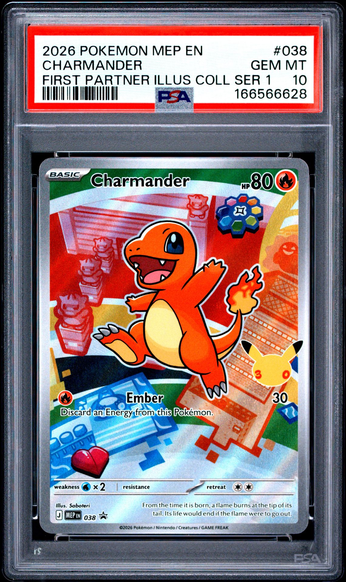 2026 POKEMON MEP EN-ME BLACK STAR PROMO CHARMANDER FIRST PARTNER ILLUS COLL SER 1 038 GEM MT 10 front