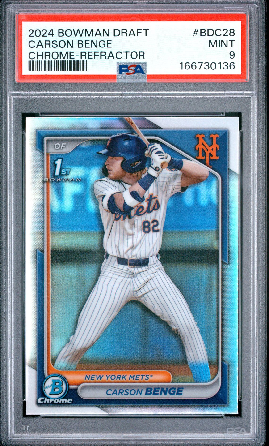 2024 Bowman Draft Carson Benge #Bdc28 (Chrome-Refractor) Mint 9 front