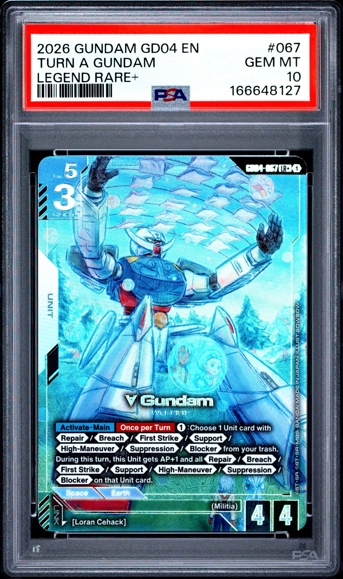 2026 Gundam Gd04-Phantom Aria Turn A Gundam #067 (Legend Rare+) Gem Mt 10 front view - PSA graded GEM MT 10
