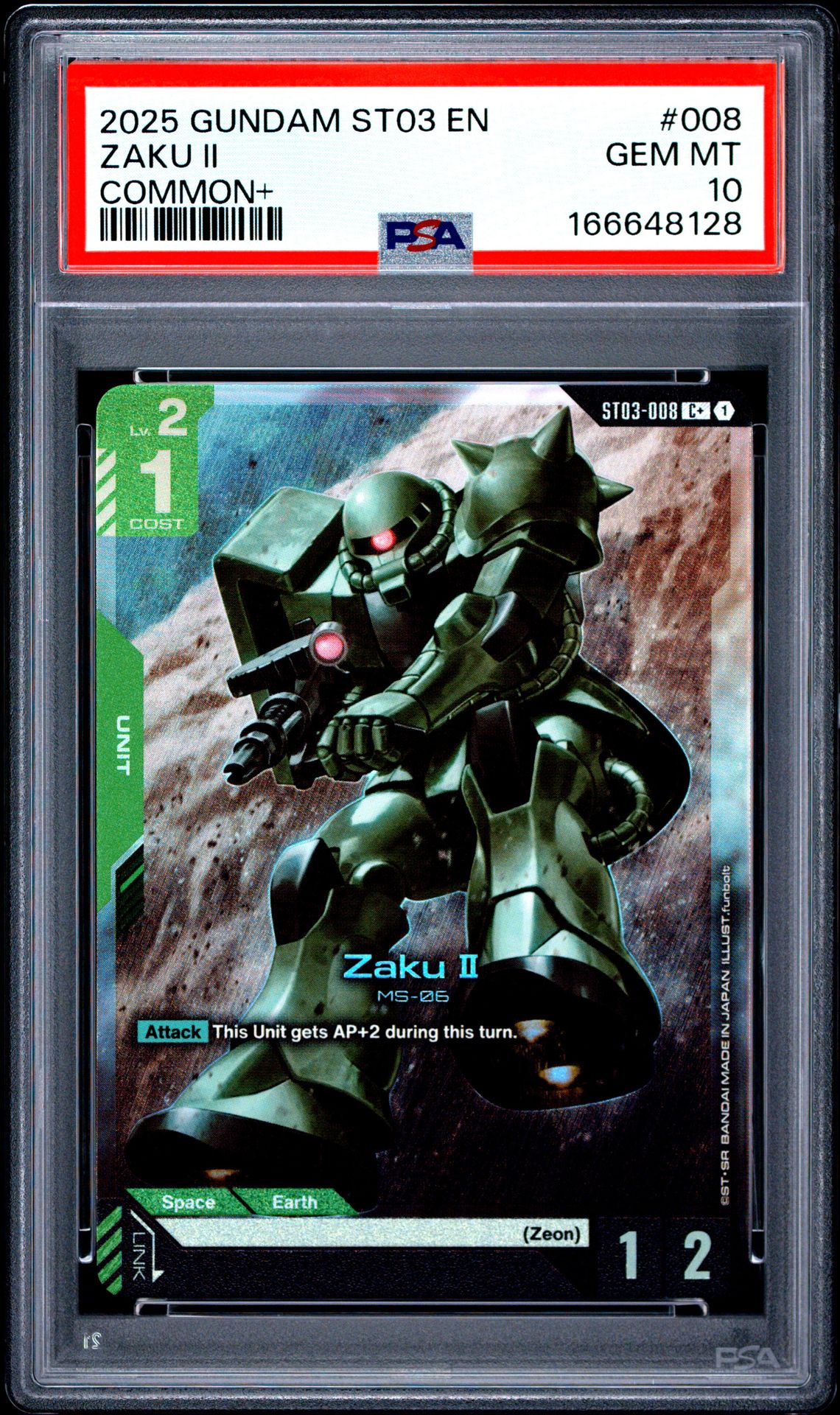 2025 Gundam Zeon's Rush Zaku Ii #008 (Common+) Gem Mt 10 front view - PSA graded GEM MT 10