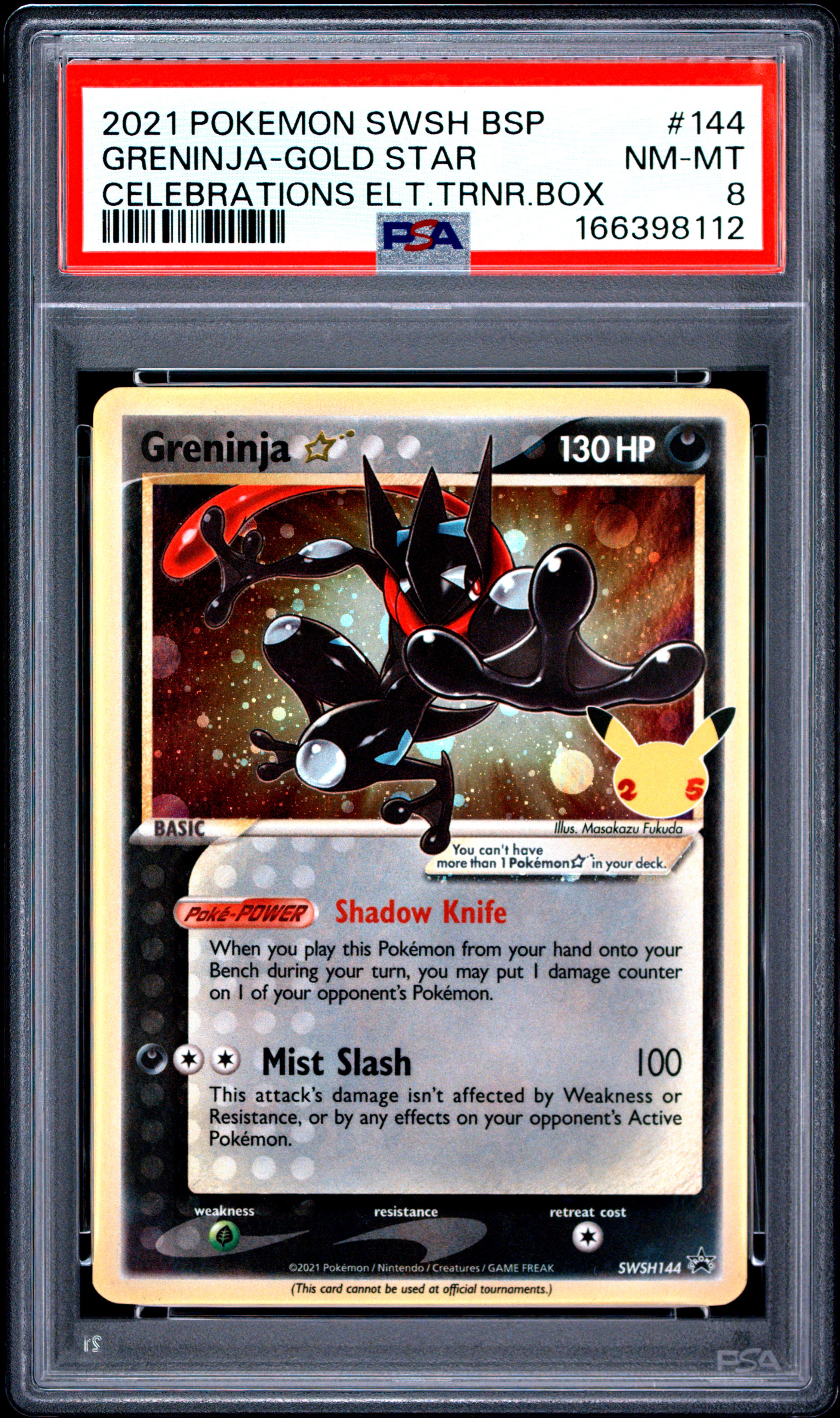 2021 #144 Greninja-Gold Star PSA 8 Swsh Black Star Promo