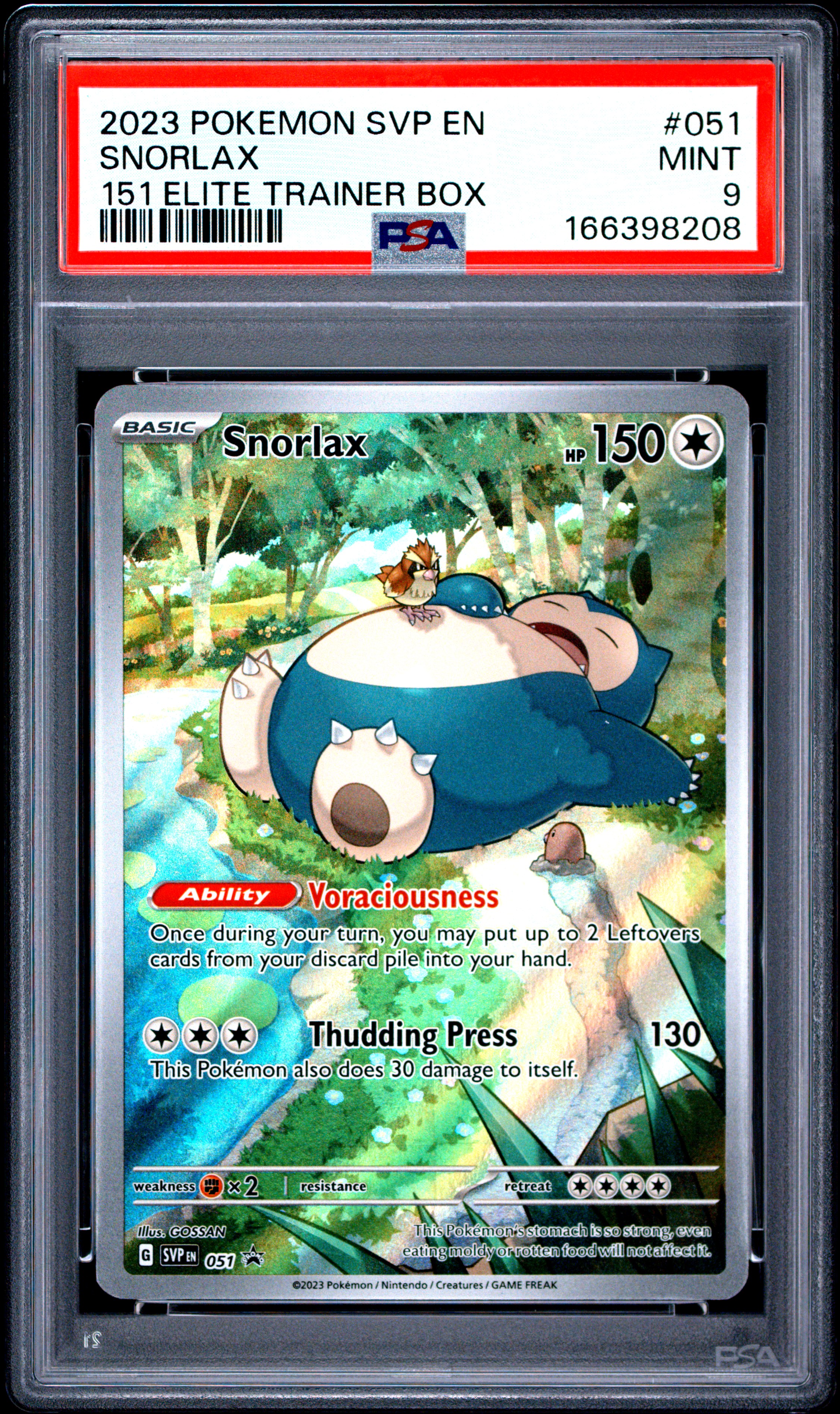 2023 #051 Snorlax PSA 9 Svp EN-SV Black Star Promo