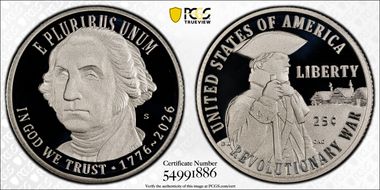 2026-S 25C Revolutionary War Ag PR70DCAM