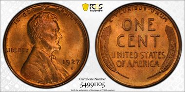 1927-S 1C MS65+ RD