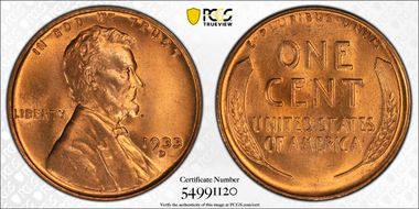 1933-D 1C MS67RD