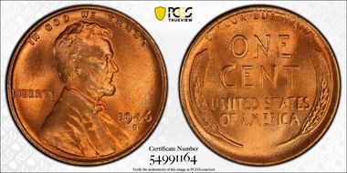 1946-S 1C MS67+ RD