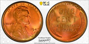 1947-D 1C MS68RD