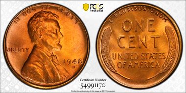 1948-D 1C MS67+ RD