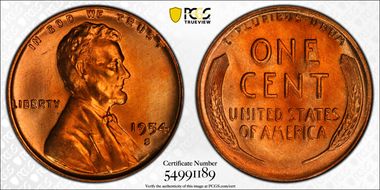 1954-S 1C MS68RD