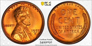 1955-S 1C MS67+ RD