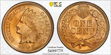 1908 1C MS67+ RD
