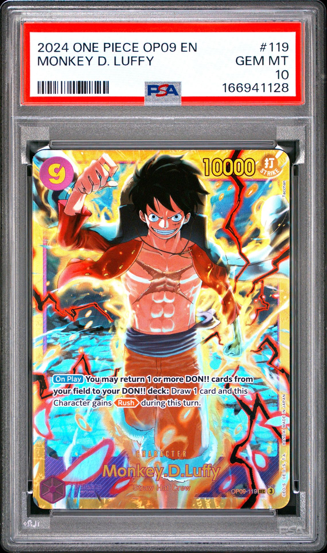 2024 One Piece Op09-Emperors In The New World Monkey D. Luffy #119 Gem Mt 10 front view - PSA graded GEM MT 10