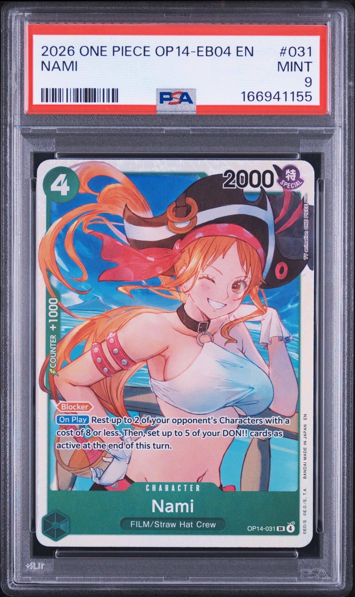 2026 One Piece Op14-Eb04-The Azure Sea's Seven Nami #031 Mint 9 front