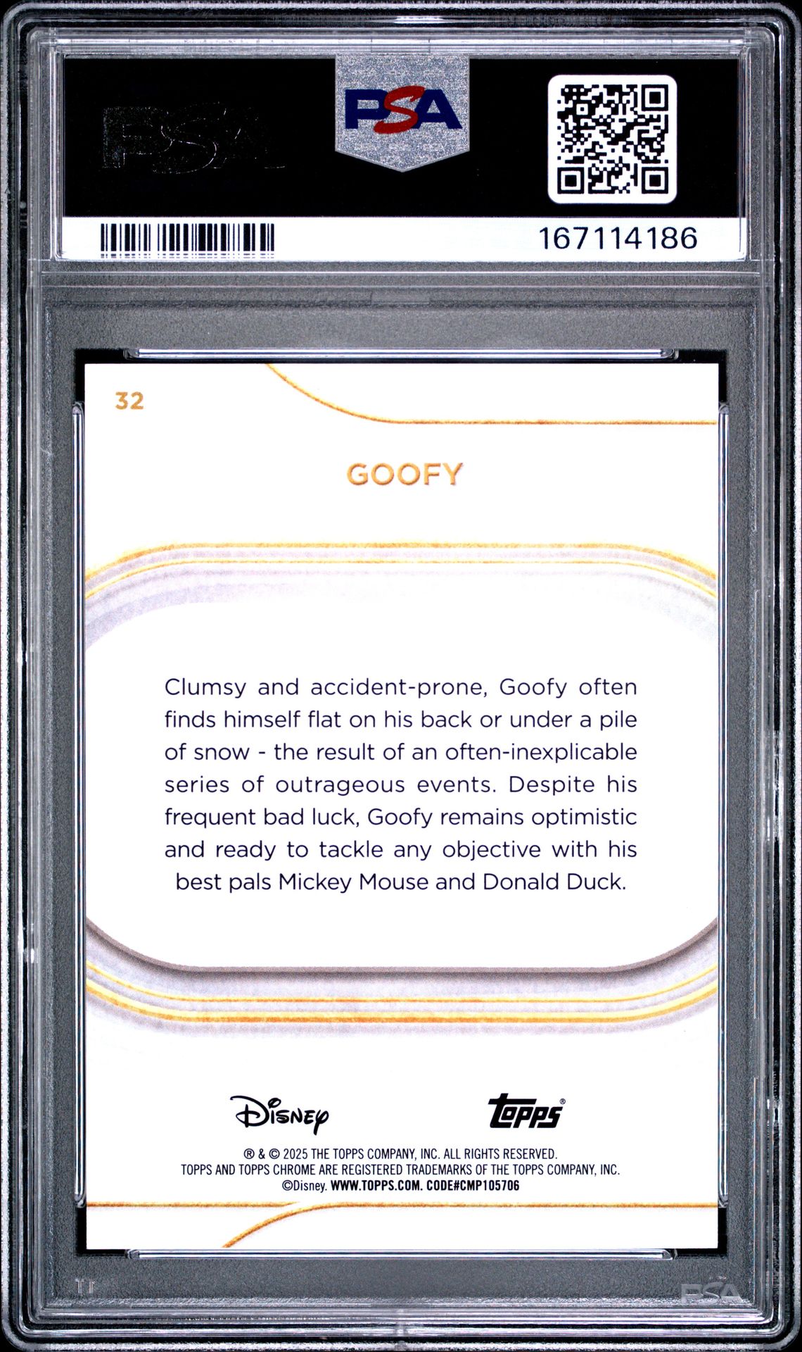 2025 Topps Chrome Disney Goofy #32 (Aqua Refractor) Mint 9 back