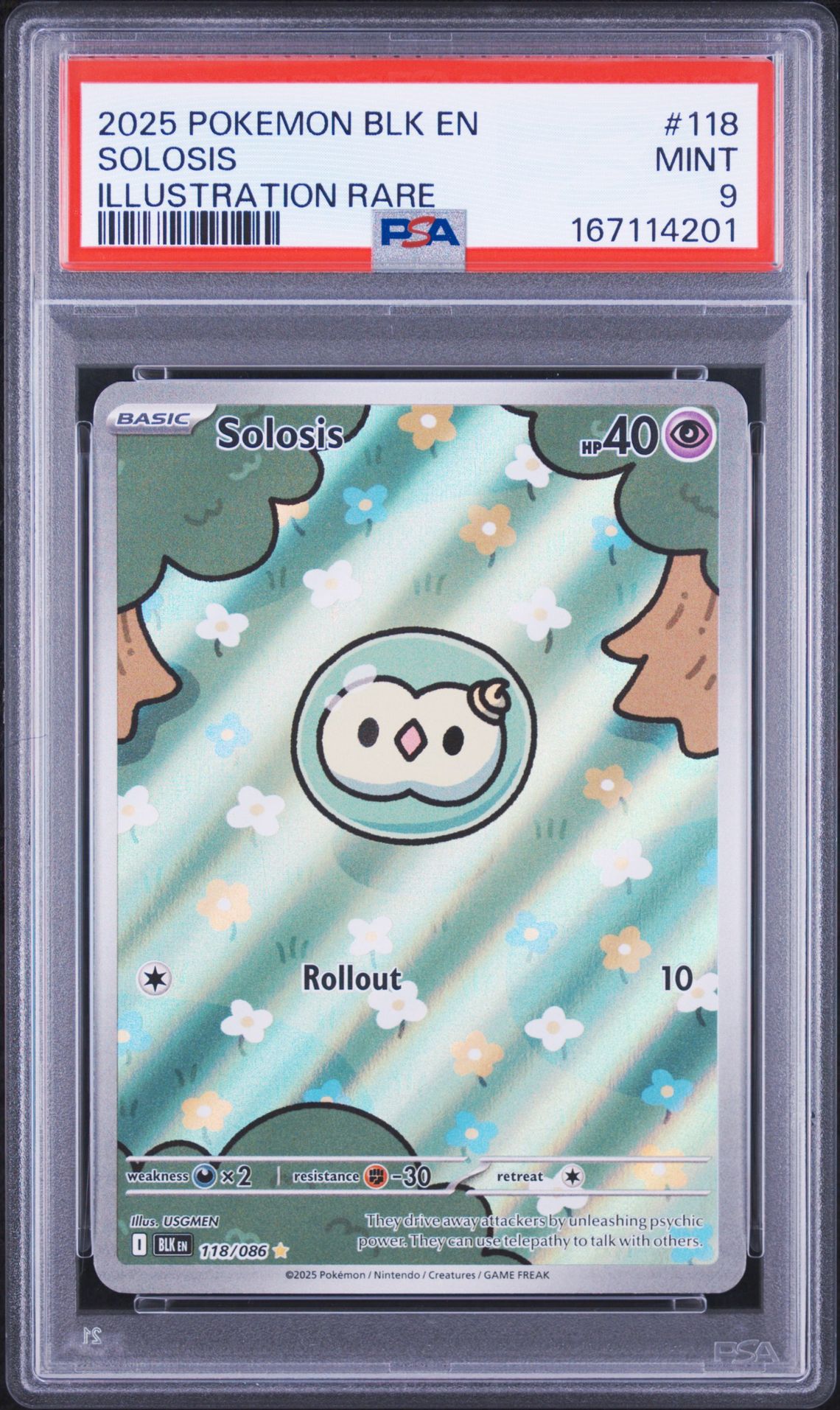 2025 Pokemon Blk En-Black Bolt Solosis #118 (Illustration Rare) Mint 9 front