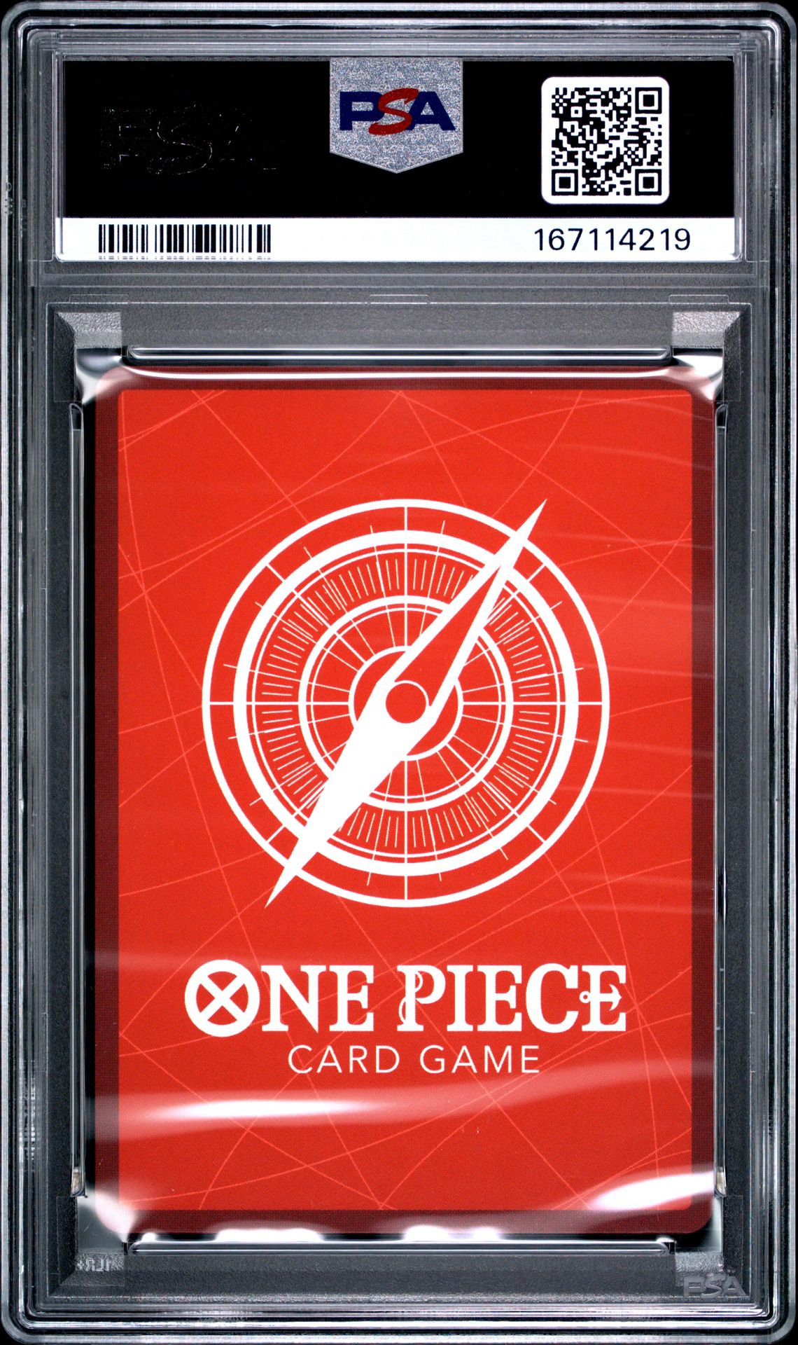 2025 One Piece Op13-Carrying On His Will Monkey D. Luffy #001 (Alternate Art) Gem Mt 10 back view - PSA certificate #167114219