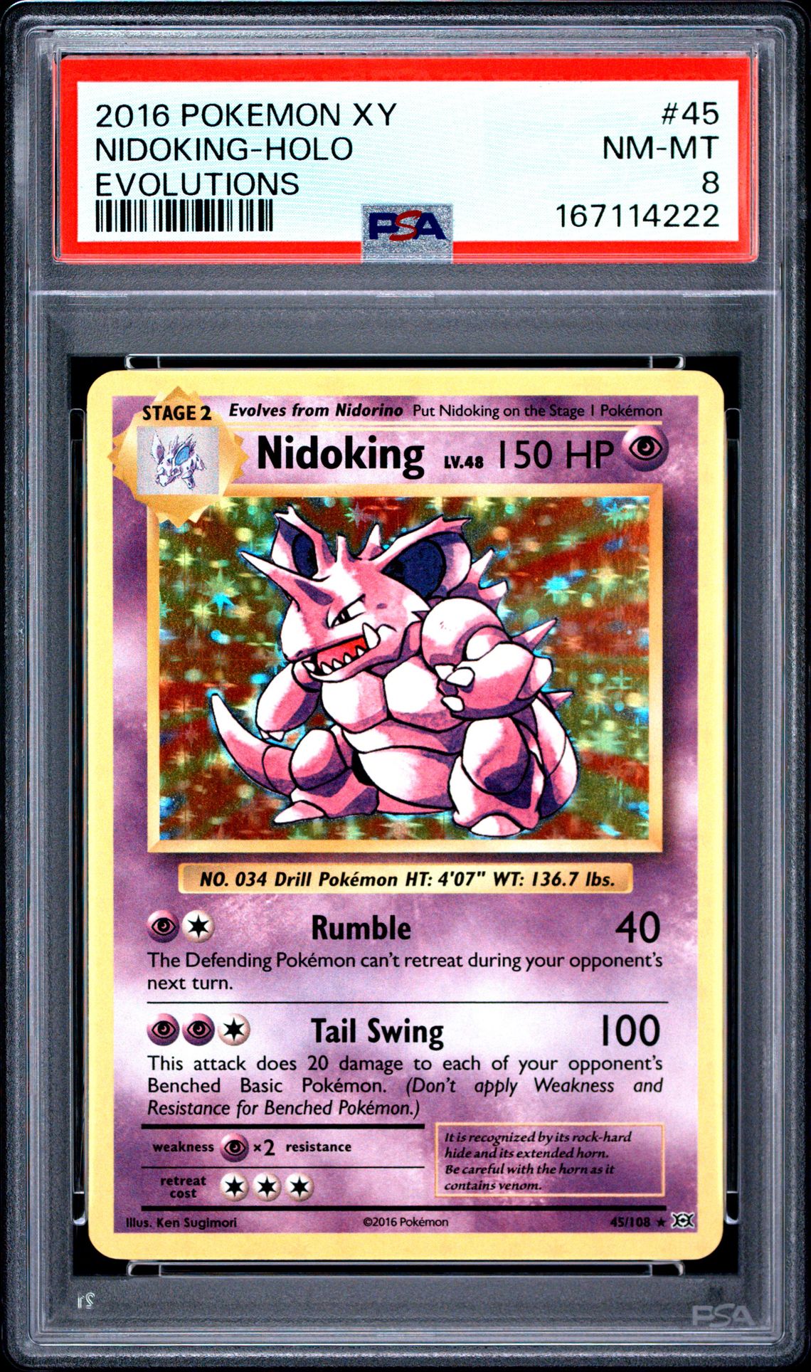 2016 Pokemon Xy Evolutions Nidoking-Holo #45 (Evolutions) Nm-Mt 8 front