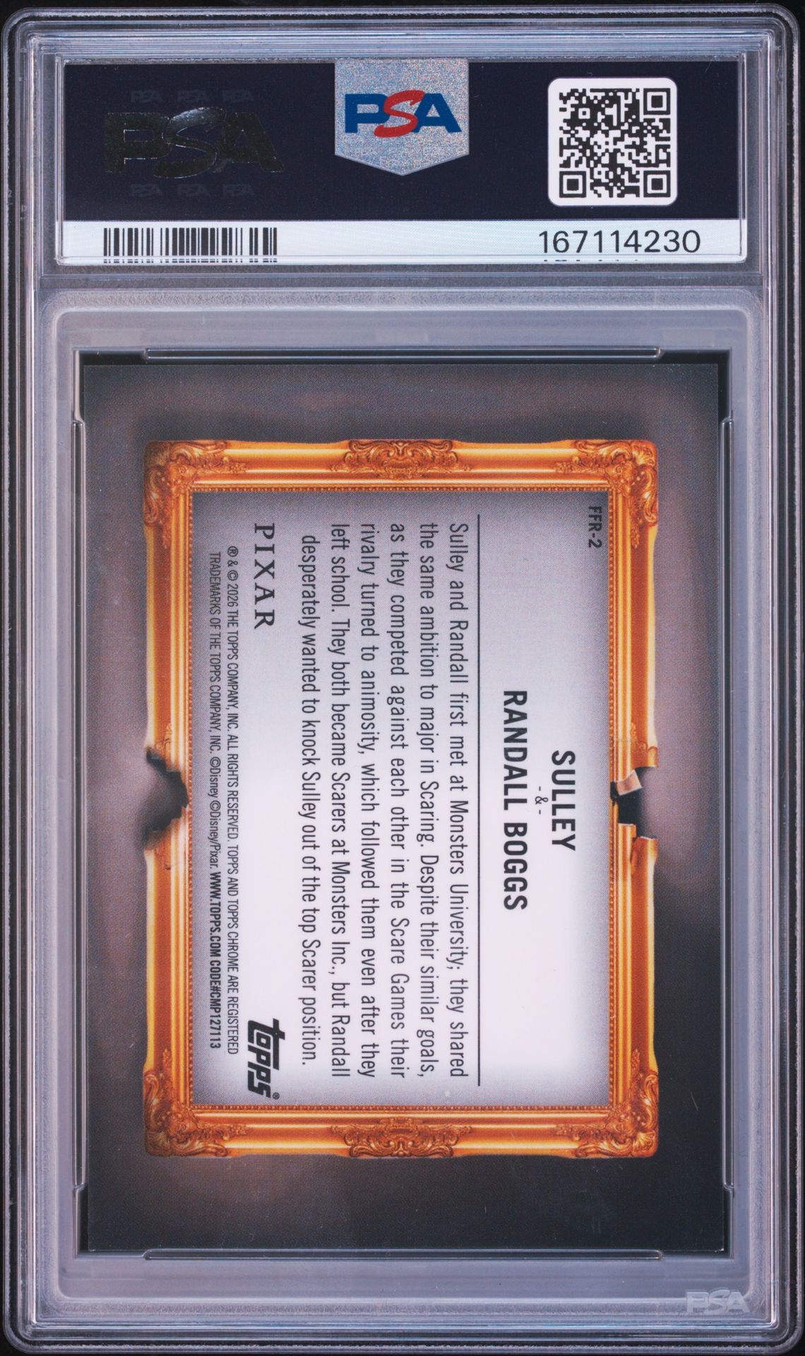 2026 Topps Disney Neon Family First Rivals Randall Boggs/Sulley #Ffr-2 (Family First Rivals-Gold Ref) Mint 9 back