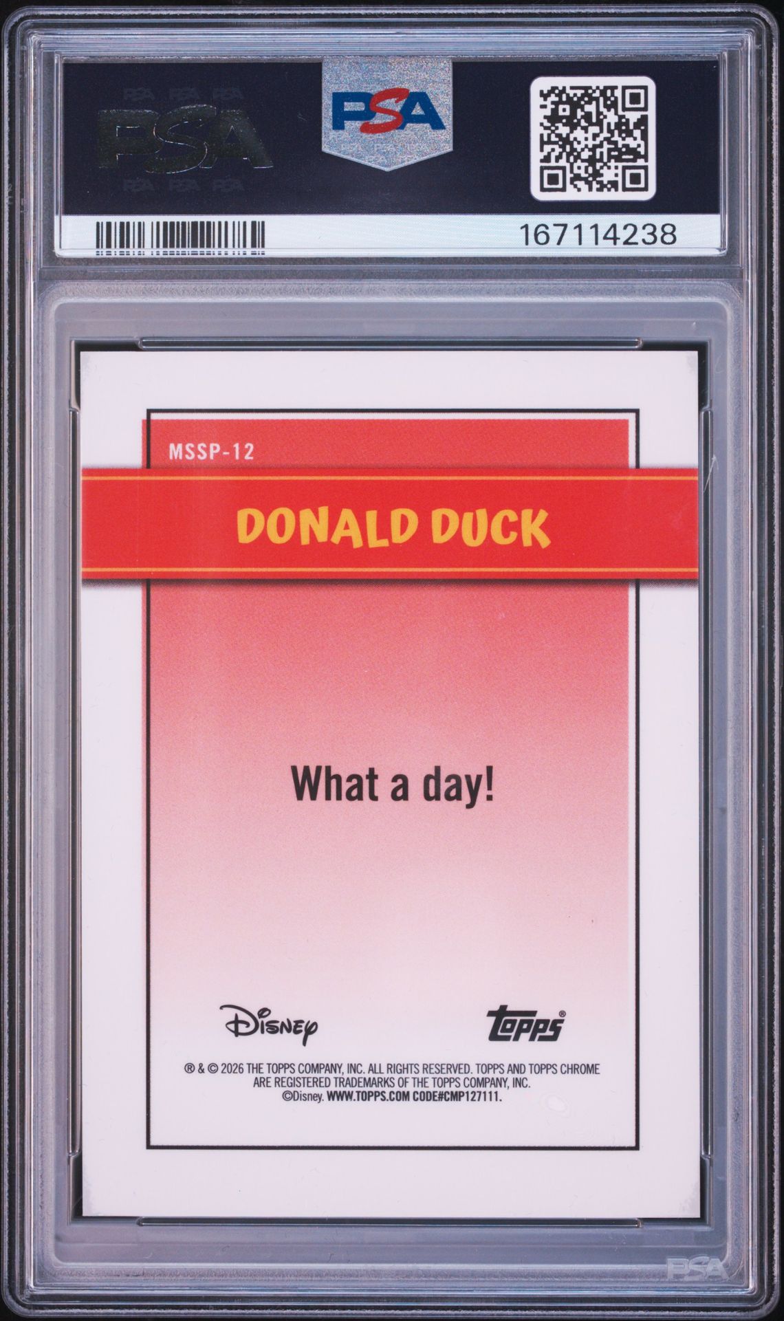 2026 TOPPS DISNEY NEON MICKEY SHORTS SHORT PRINTS DONALD DUCK MICKEY SHORTS SP-GOLD WAVE MSSP-12 GEM MT 10 back