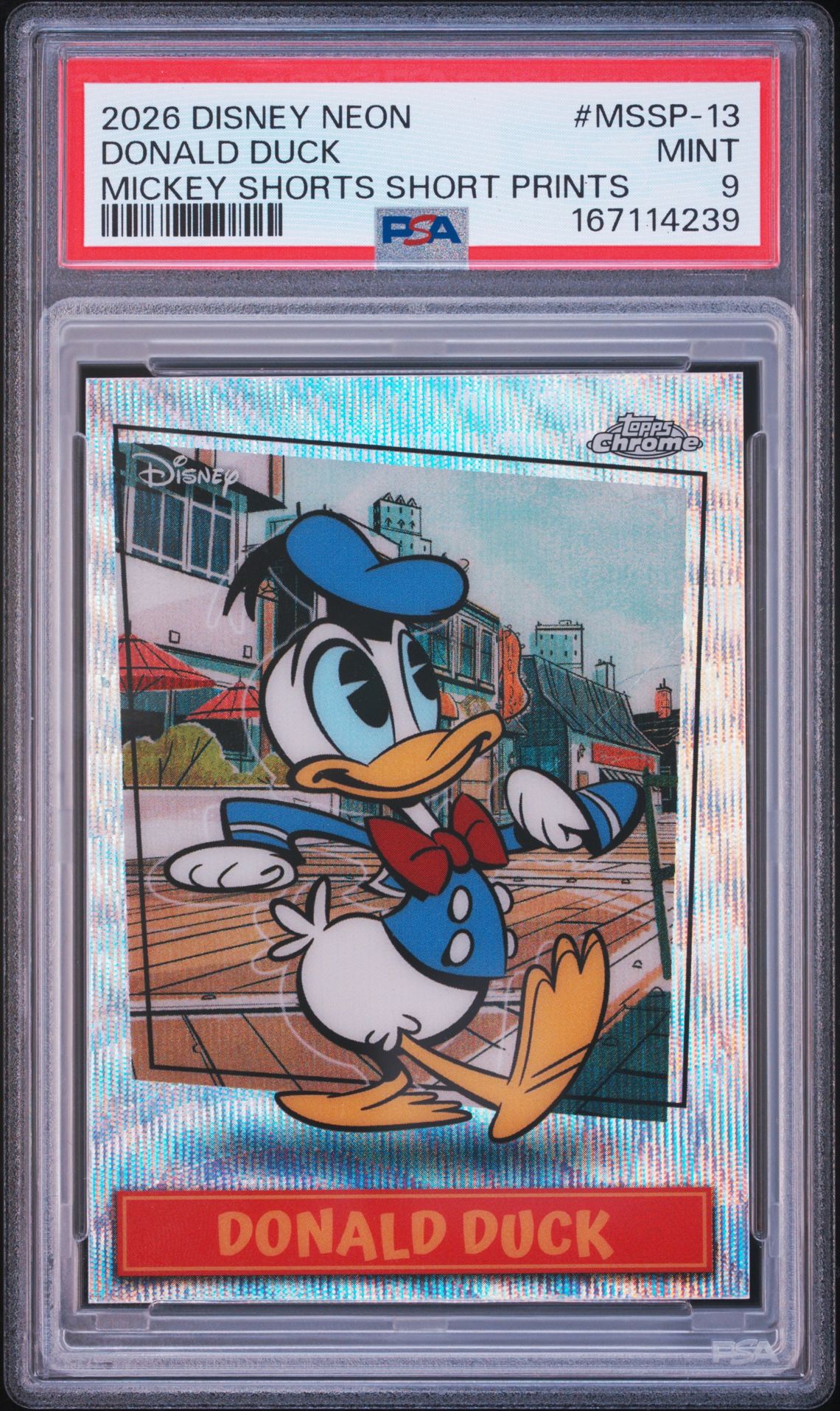 2026 Topps Disney Neon Mickey Shorts Short Prints Donald Duck #Mssp-13 Mint 9 front