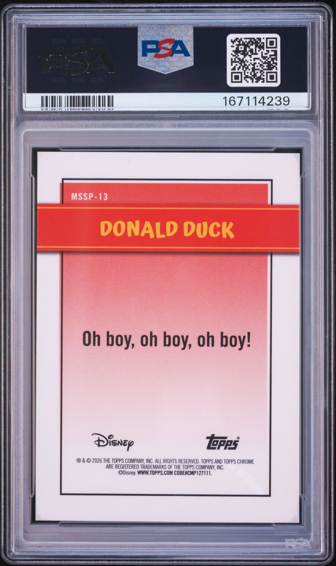 2026 Topps Disney Neon Mickey Shorts Short Prints Donald Duck #Mssp-13 Mint 9 back