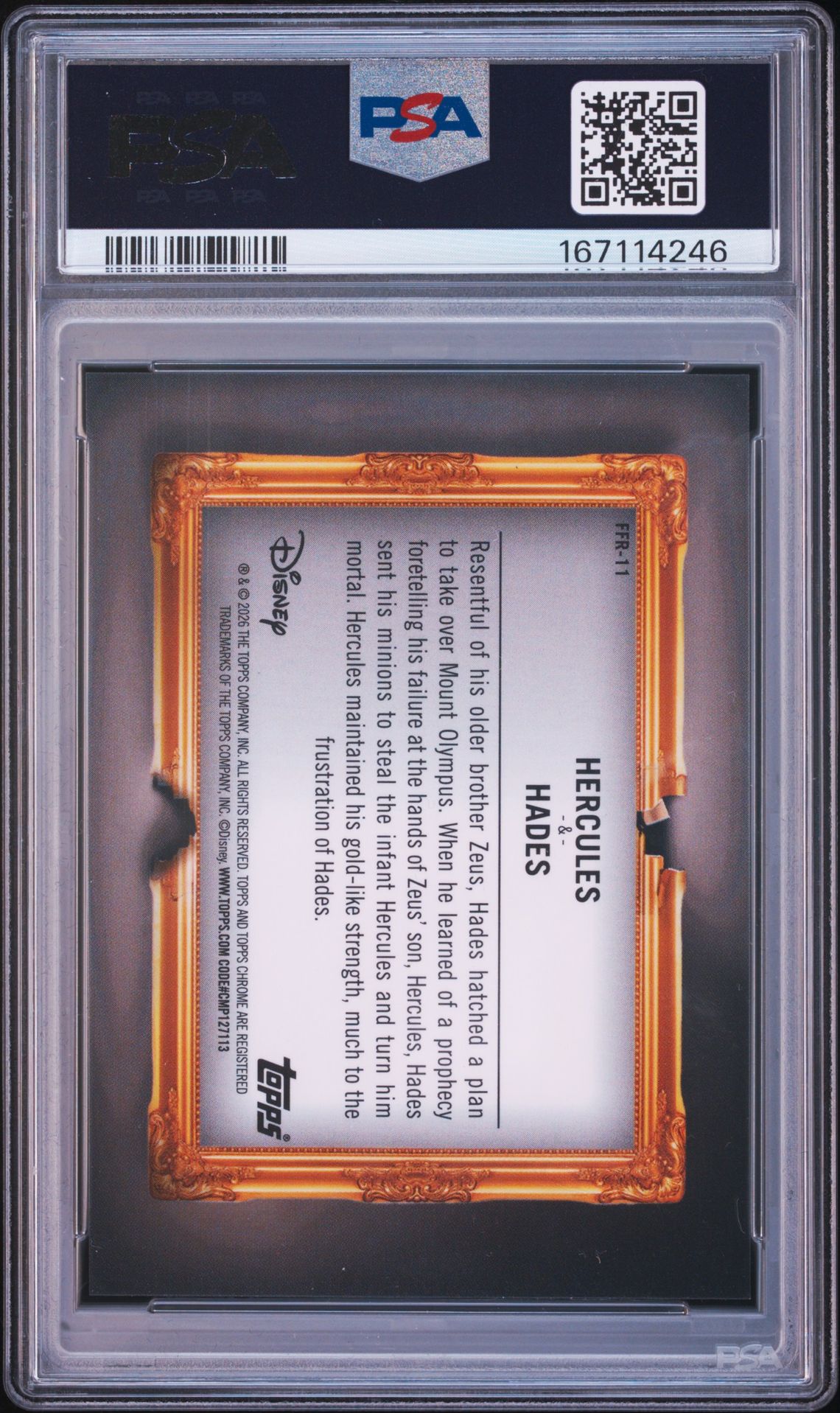 2026 TOPPS DISNEY NEON FAMILY FIRST RIVALS HADES/HERCULES  FFR-11 GEM MT 10 back