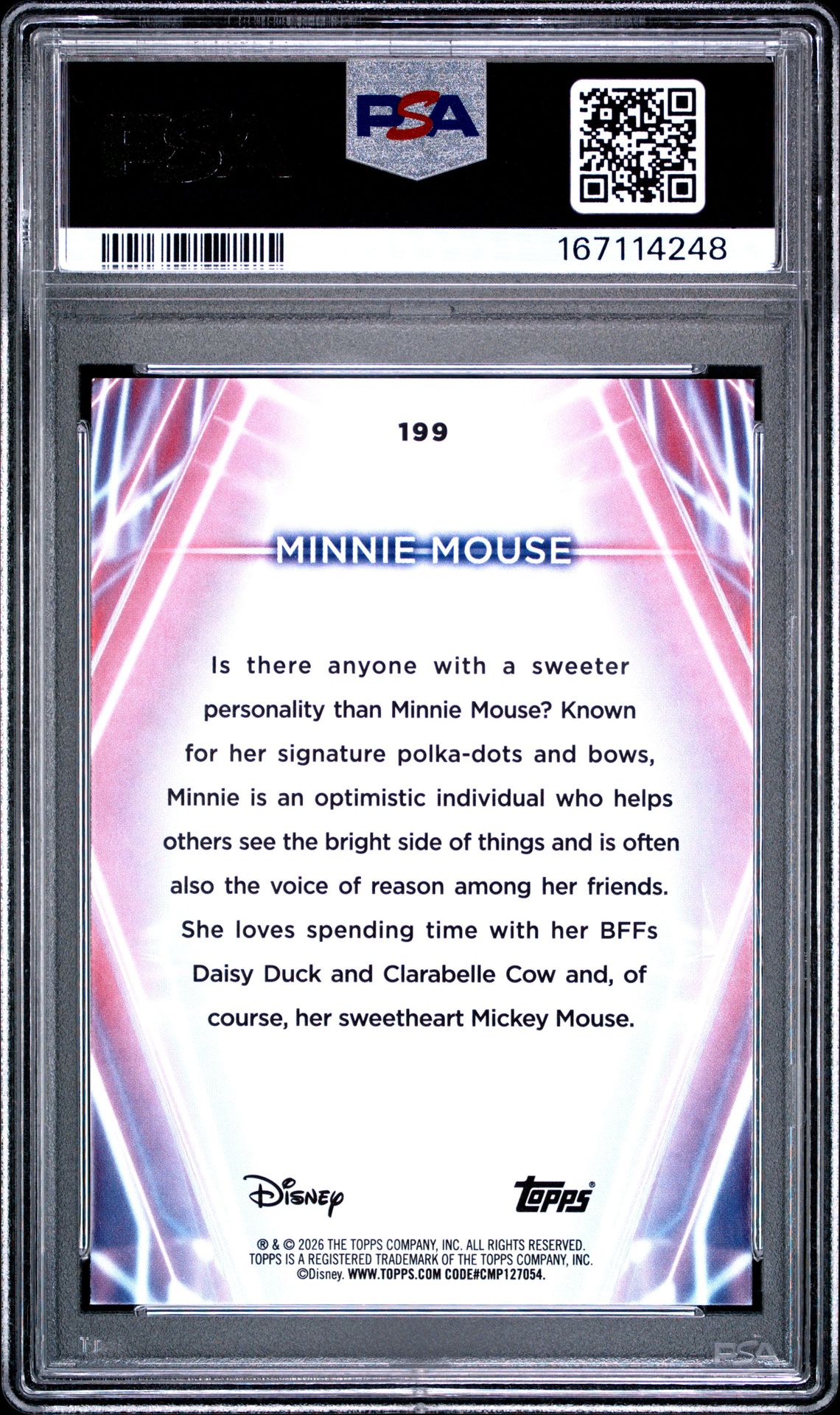 2026 Topps Disney Neon Minnie Mouse #199 (Pink/Green/Blue) Nm-Mt 8 back