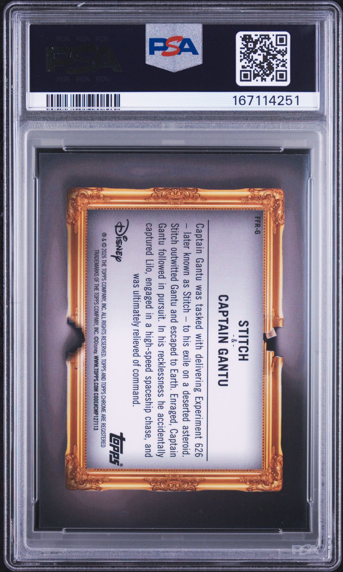 2026 Topps Disney Neon Family First Rivals Captain Gantu/Stitch #Ffr-6 (Family First Rivals-Gold Ref) Mint 9 back