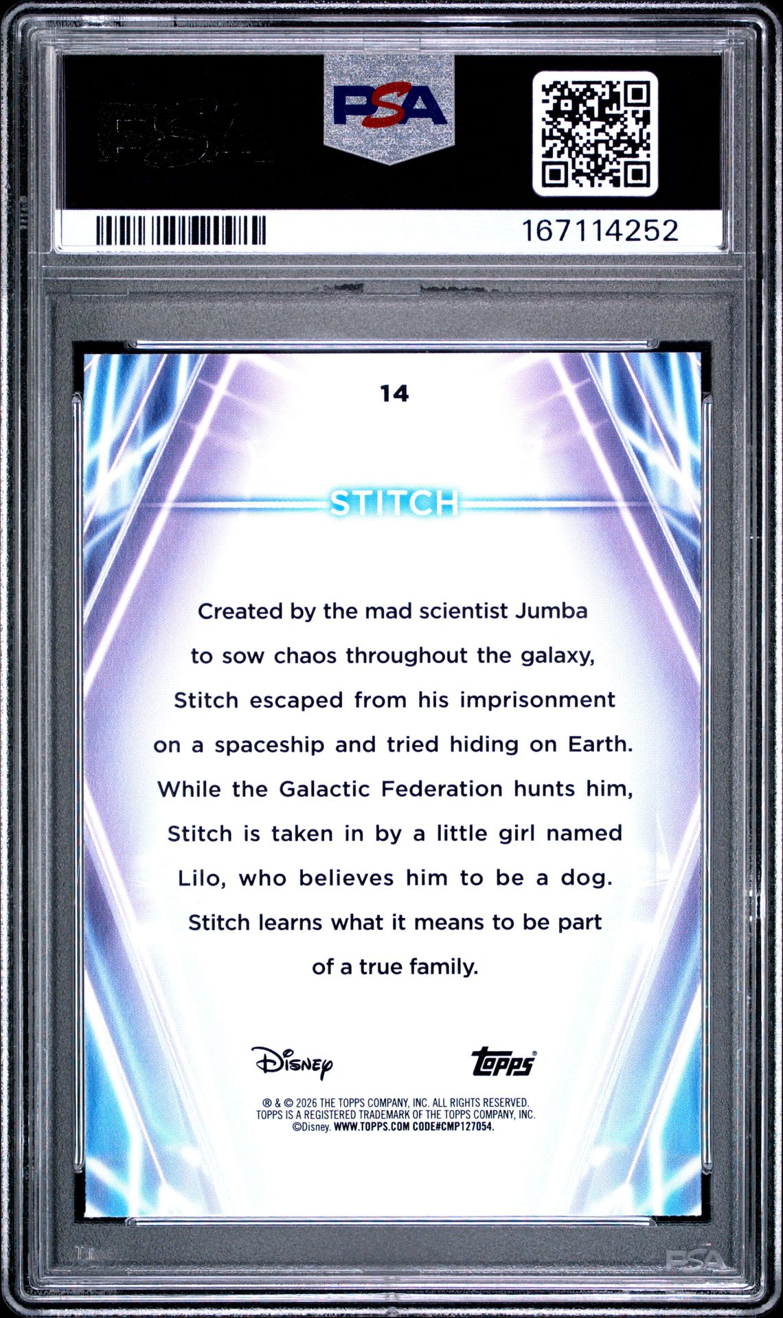 2026 Topps Disney Neon Stitch #14 (Purple/Yellow/Blue) Nm-Mt 8 back