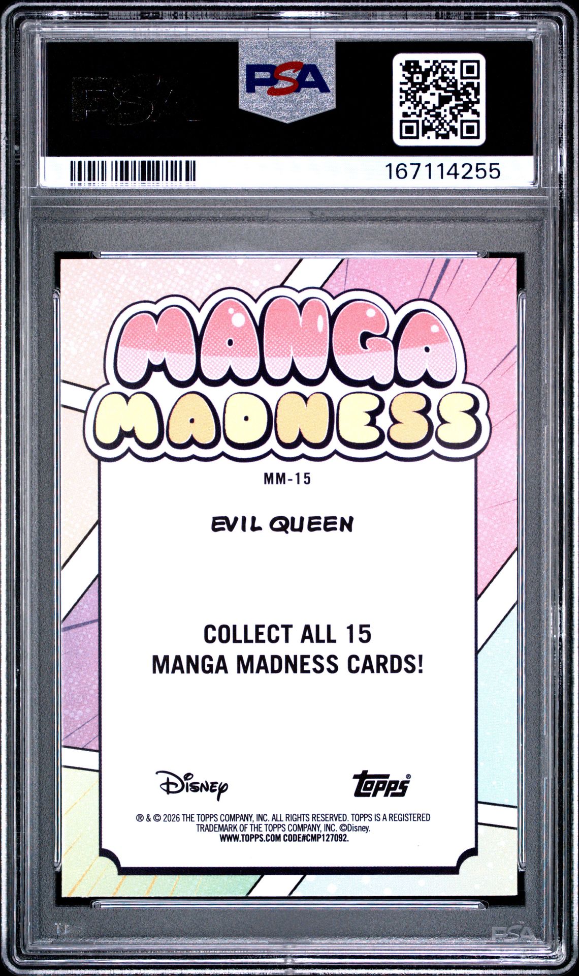 2026 Topps Disney Neon Manga Madness Evil Queen #Mm-15 (Manga Madness-Gold) Mint 9 back