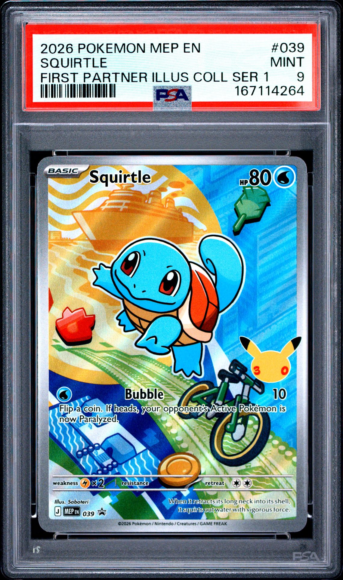 2026 Pokemon Mep En-Me Black Star Promo Squirtle #039 (First Partner Illus Coll Ser 1) Mint 9 front