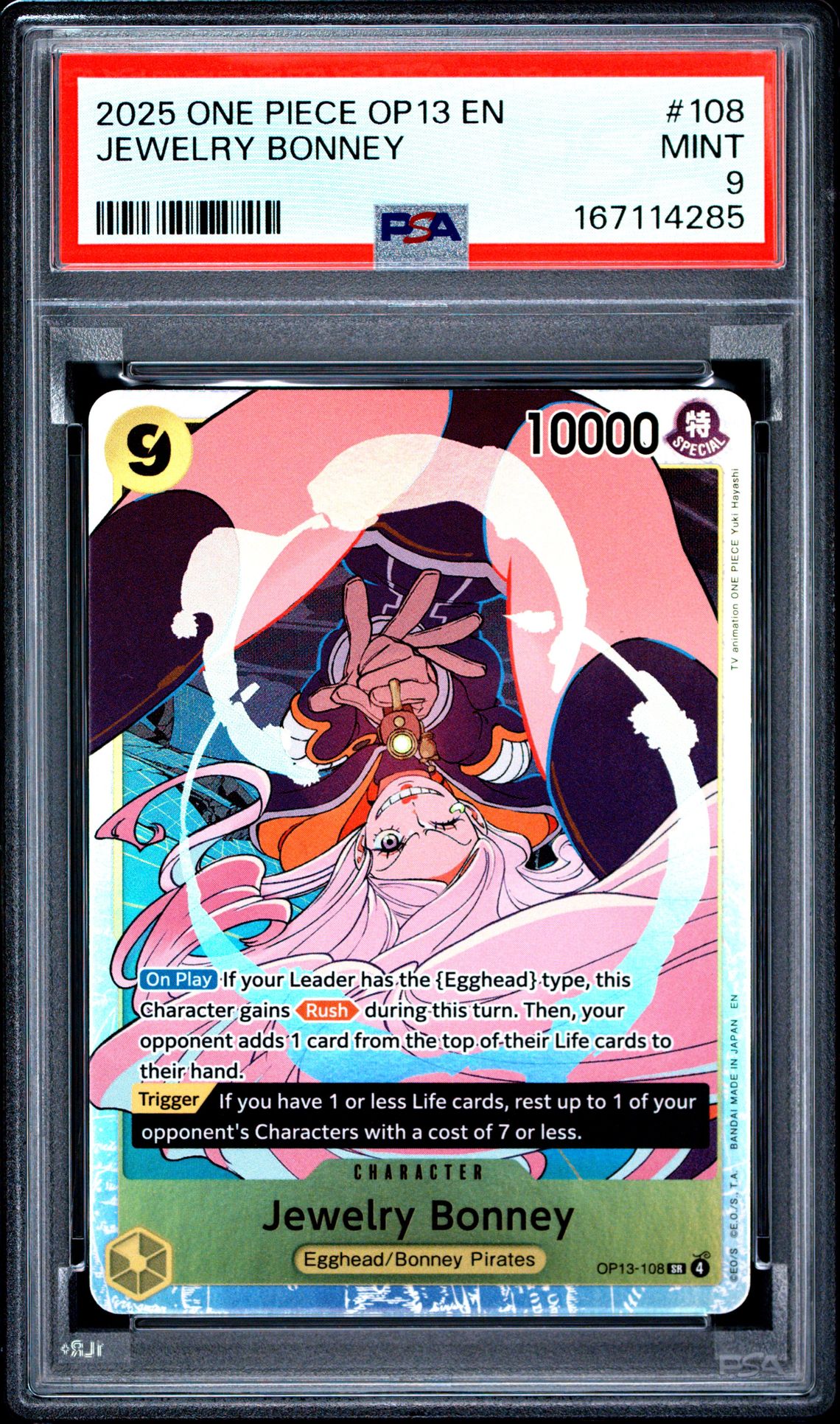 2025 One Piece Op13-Carrying On His Will Jewelry Bonney #108 Mint 9 front