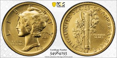 "1916" W (2026) 10C Mercury Au w/ Liberty Bell 250 Privy First Strike SP70