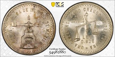 1949-Mo Onza KM-M49a Ag MS64
