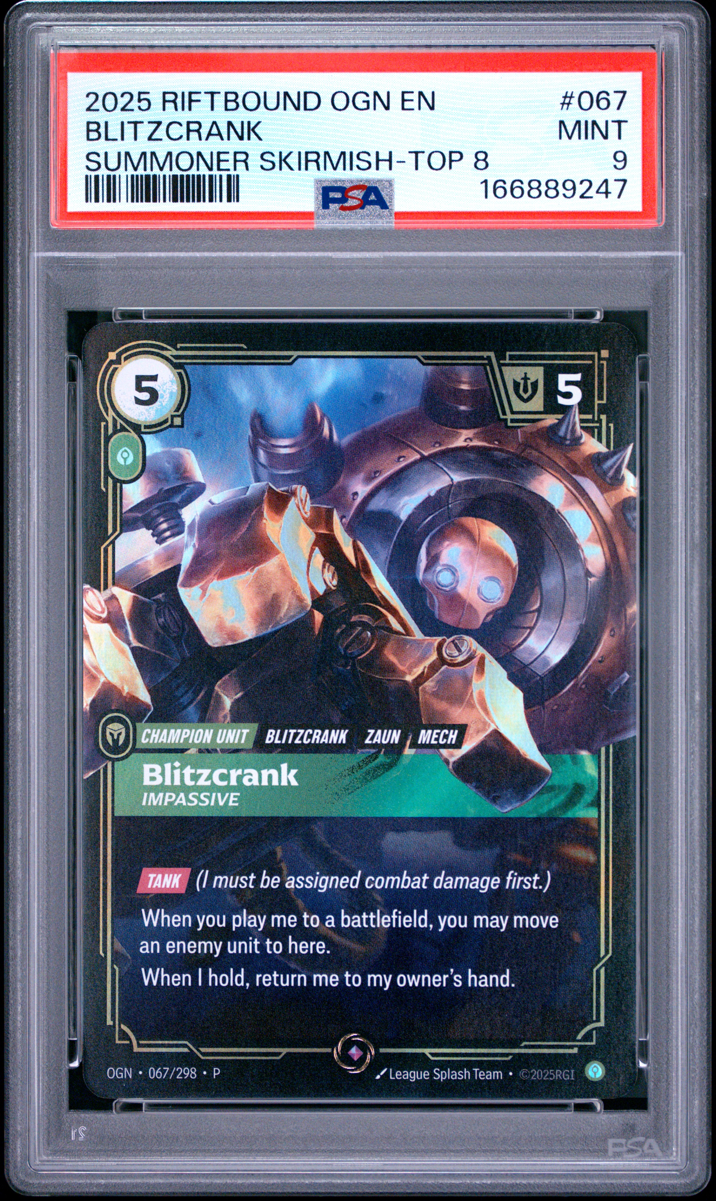 2025 #067 Blitzcrank - Impassive PSA 9 Riftbound: League of Legends Ogn-Origins