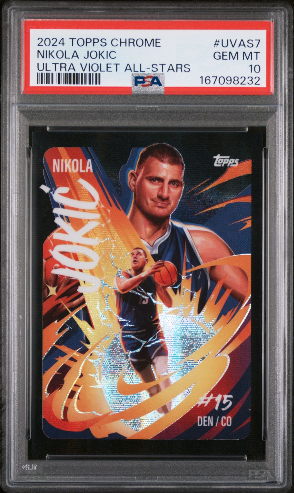2024 Topps Chrome Ultra Violet All-Stars Nikola Jokic #Uvas7 Gem Mt 10 front view - PSA graded GEM MT 10