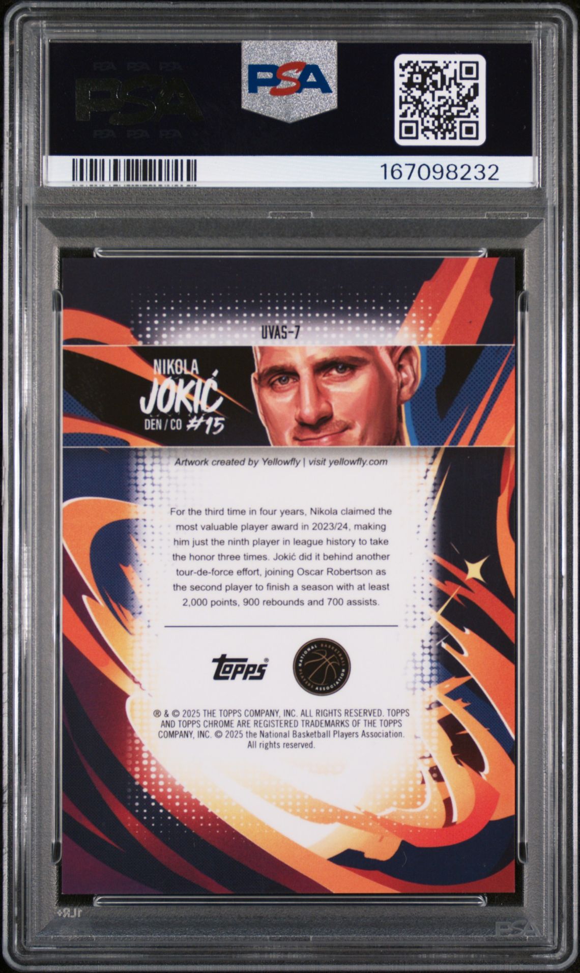 2024 Topps Chrome Ultra Violet All-Stars Nikola Jokic #Uvas7 Gem Mt 10 back view - PSA certificate #167098232