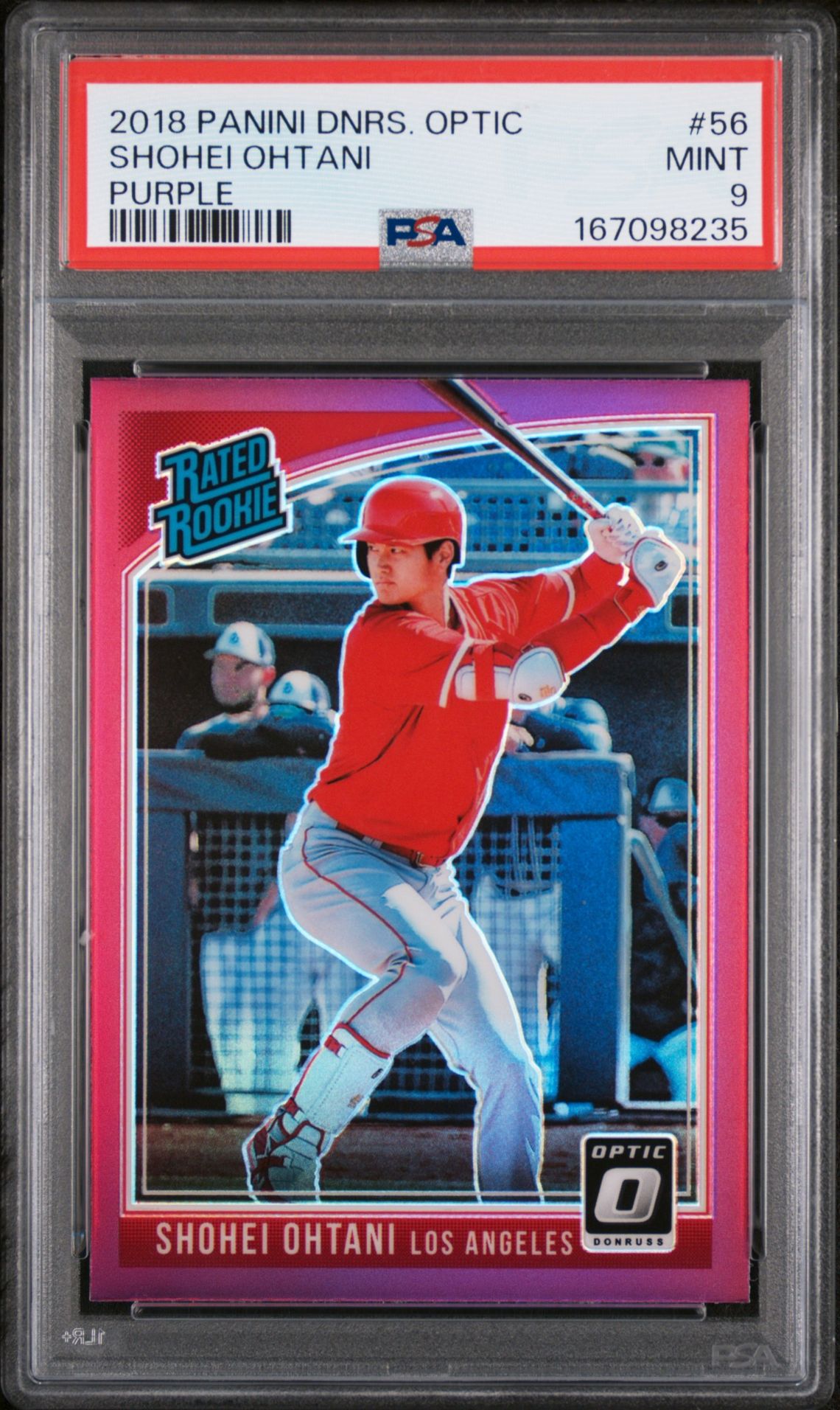 2018 Panini Donruss Optic Shohei Ohtani #56 (Purple) Mint 9 front