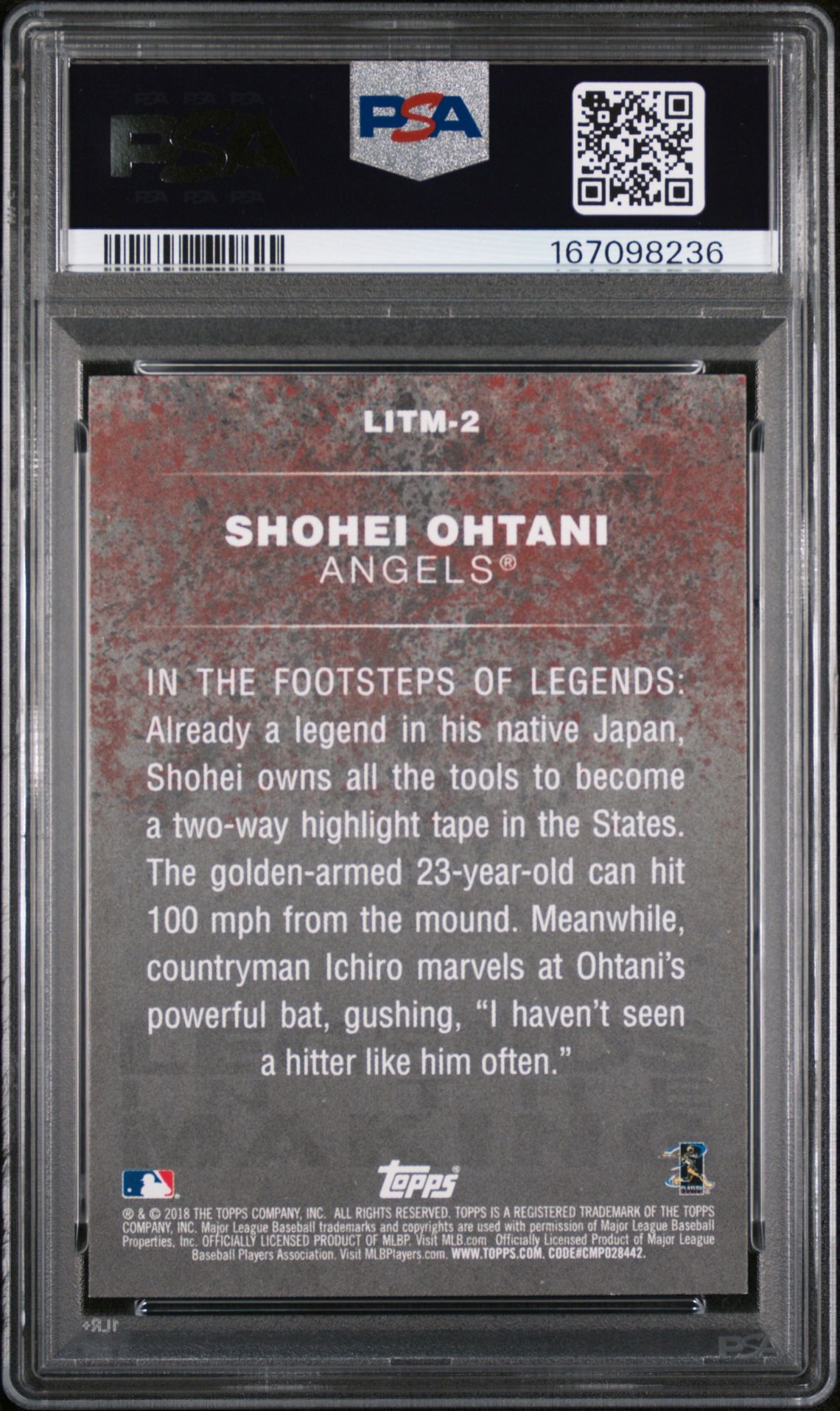 2018 Topps Legends In The Making Shohei Ohtani #2 (Legends/Making-Blue) Mint 9 back