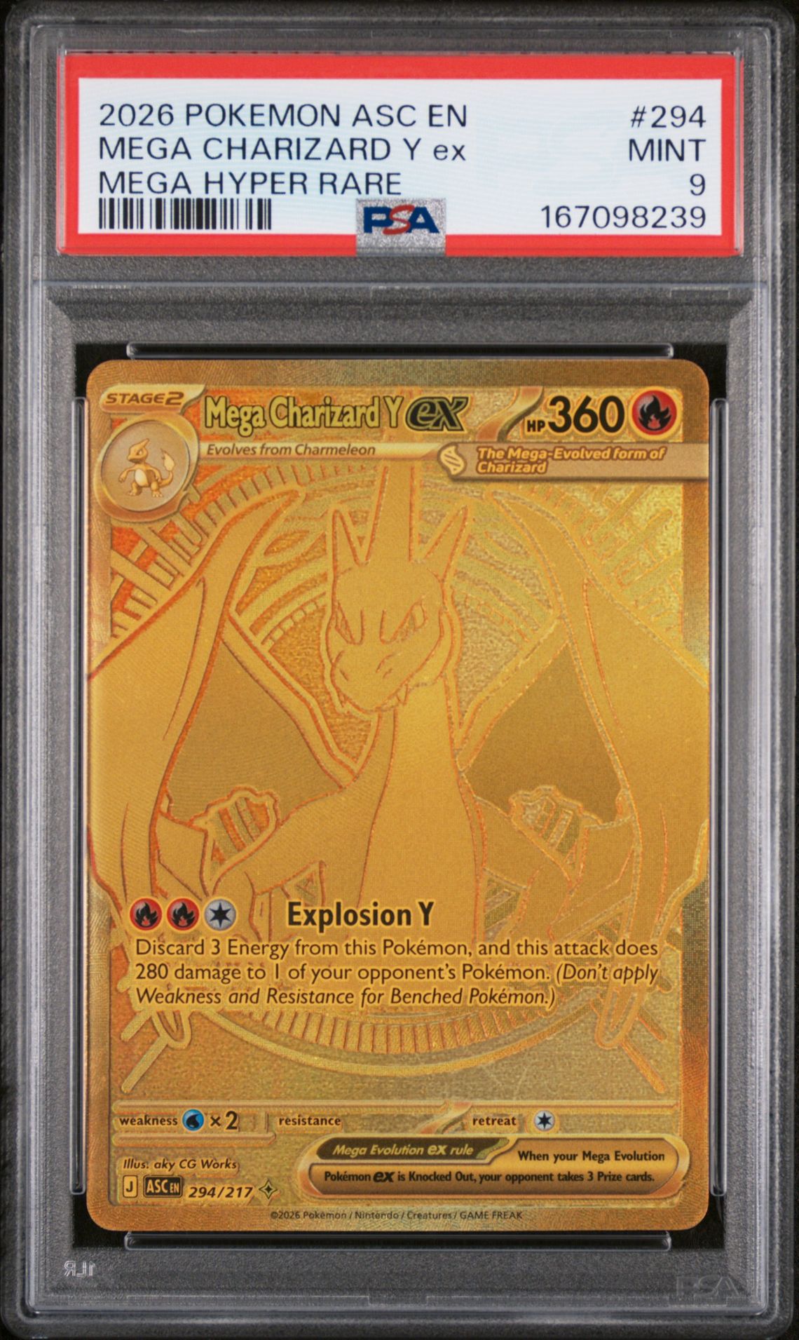 2026 Pokemon Asc En-Ascended Heroes Mega Charizard Y Ex #294 (Mega Hyper Rare) Mint 9 front