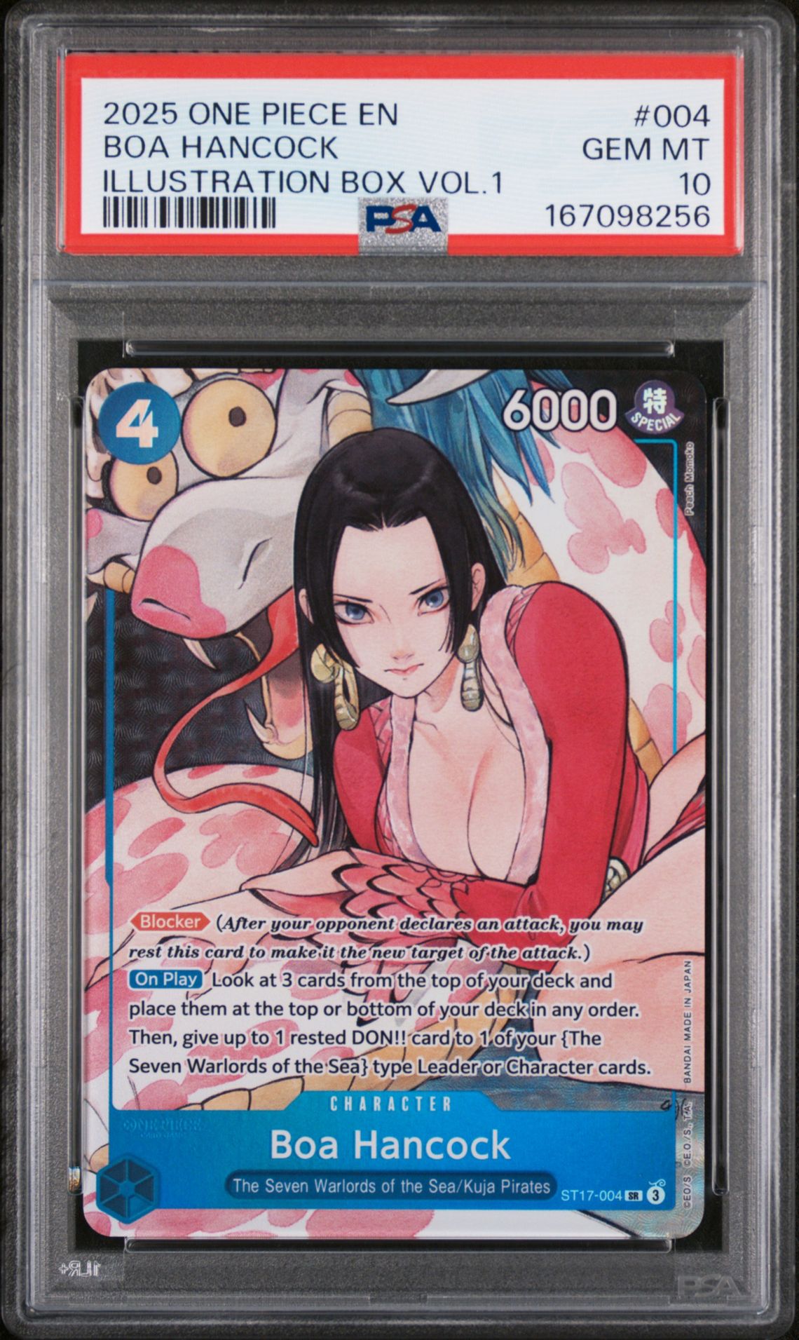 2025 One Piece Promos Boa Hancock #004 (Illustration Box Vol.1) Gem Mt 10 front view - PSA graded GEM MT 10