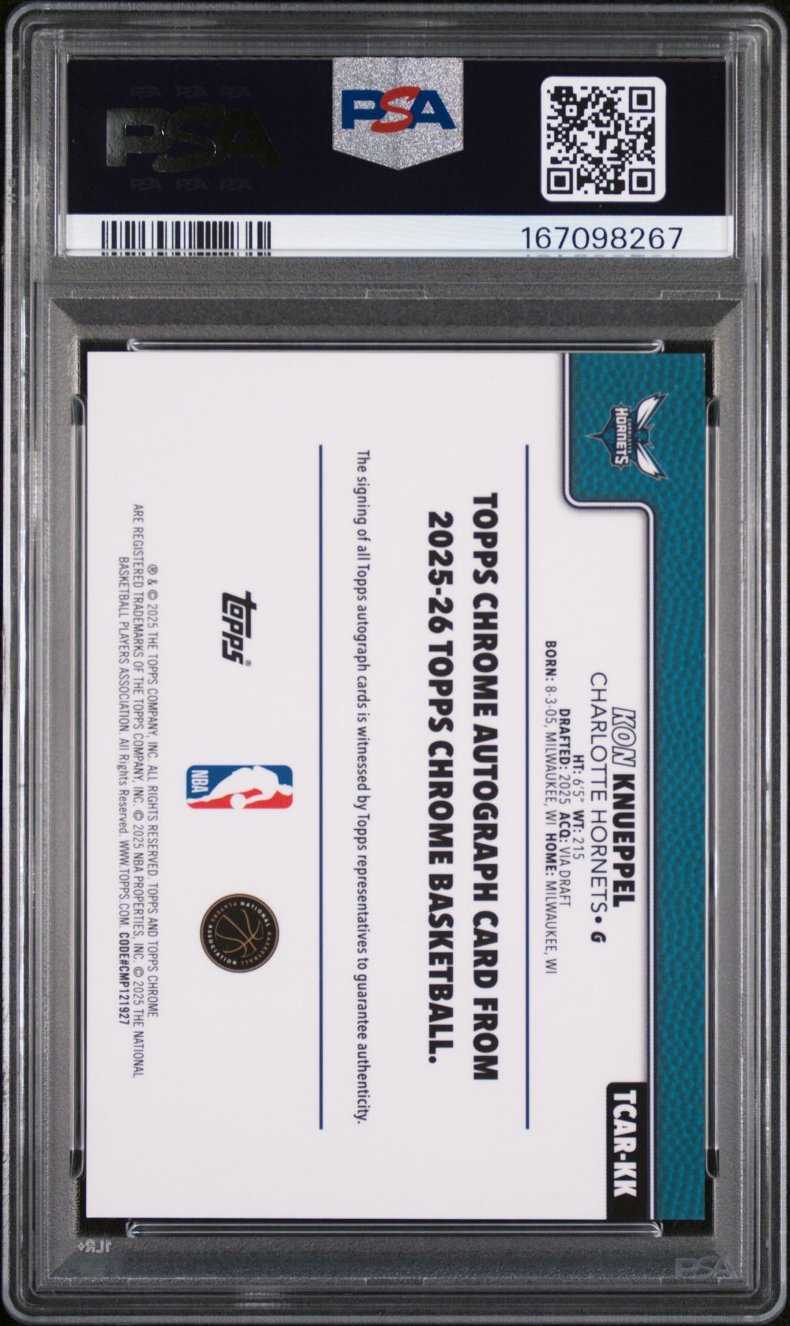 2025 Topps Chrome Chrome Rookie Autographs Kon Knueppel #Tcar-Kk (Chrome Rookie Autograph) Nm-Mt 8 back