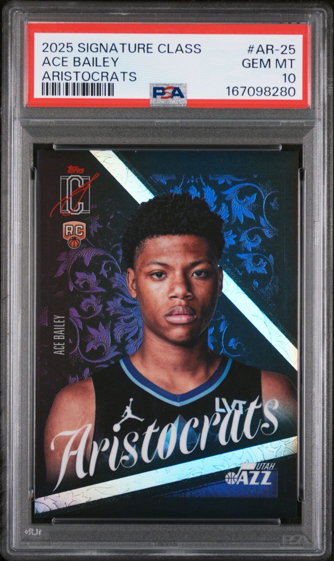 2025 Topps Signature Class Aristocrats Ace Bailey #Ar-25 Gem Mt 10 front view - PSA graded GEM MT 10
