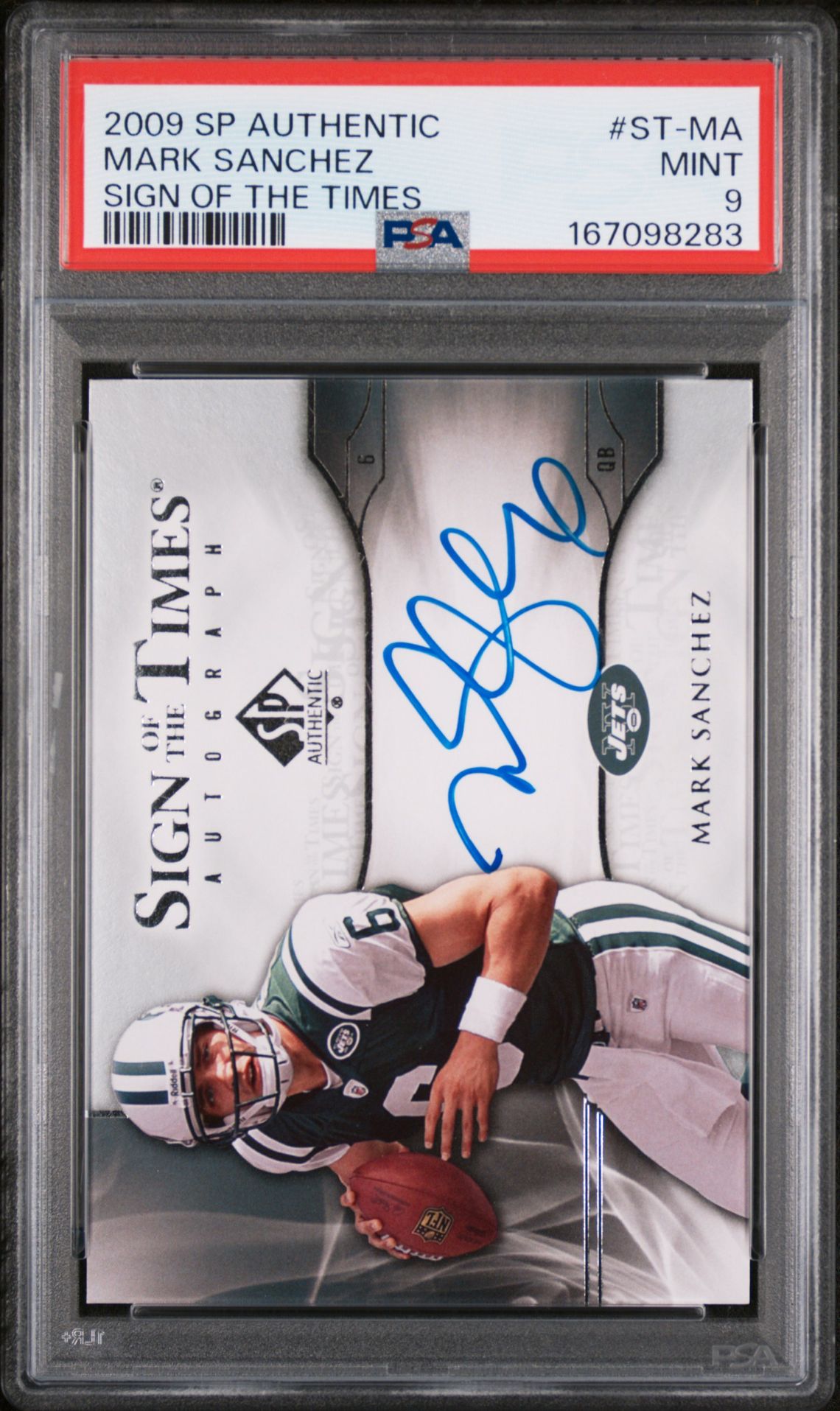 2009 Sp Authentic Sign Of The Times Mark Sanchez #St-Ma (Sign Of The Times) Mint 9 front