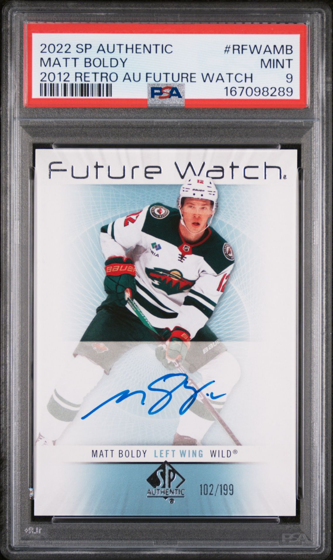 2022 Sp Authentic 2012-2013 Retro Autograph Future Watch Matt Boldy #Rfwamb Mint 9 front