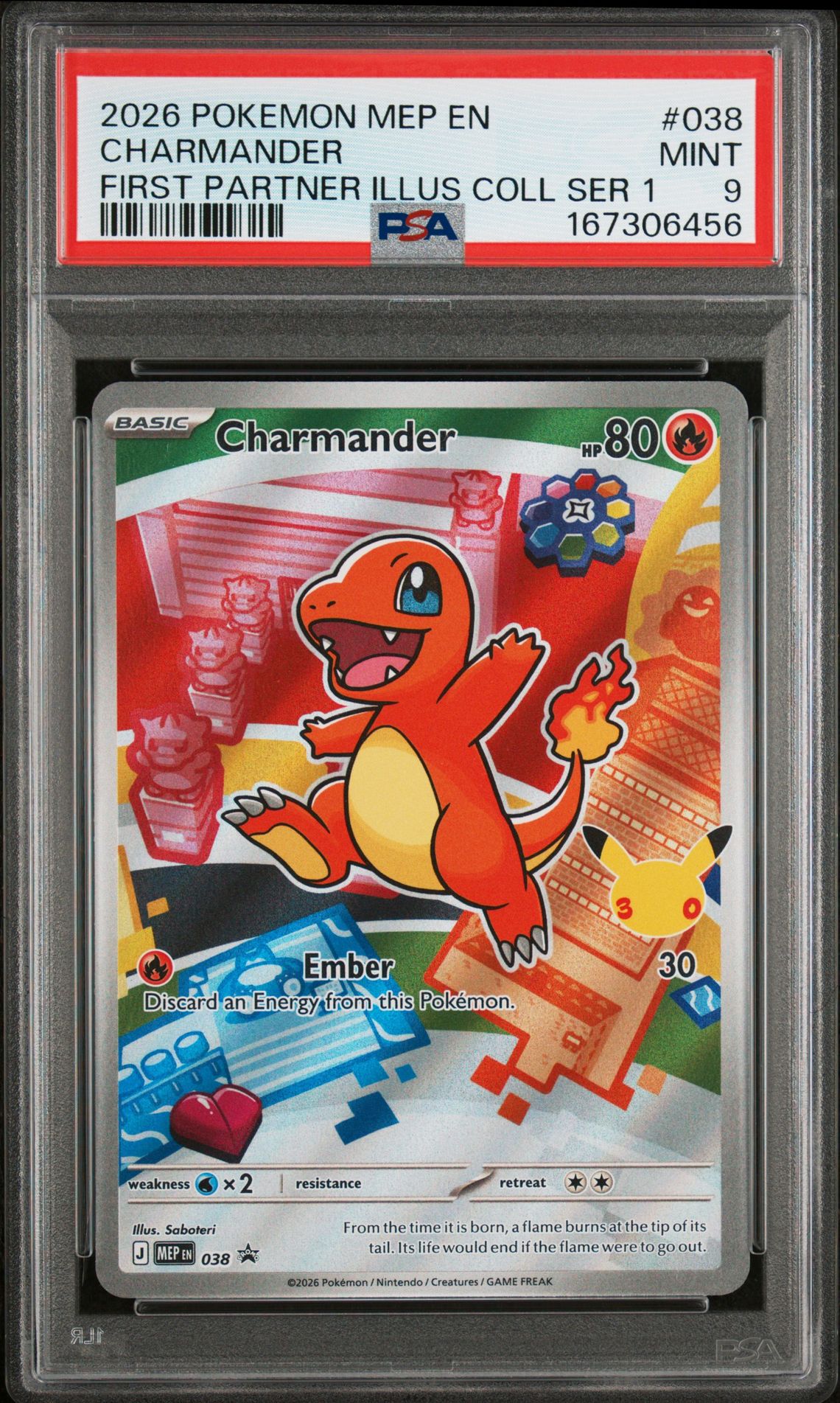 2026 Pokemon Mep En-Me Black Star Promo Charmander #038 (First Partner Illus Coll Ser 1) Mint 9 front