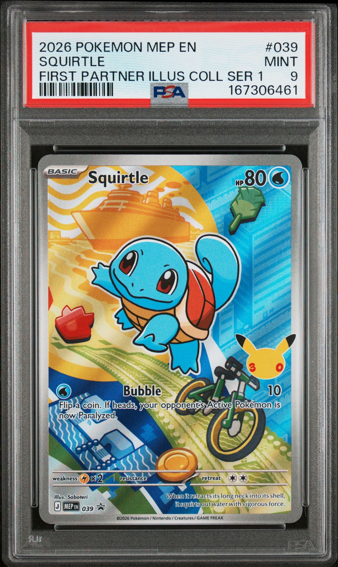 2026 Pokemon Mep En-Me Black Star Promo Squirtle #039 (First Partner Illus Coll Ser 1) Mint 9 front