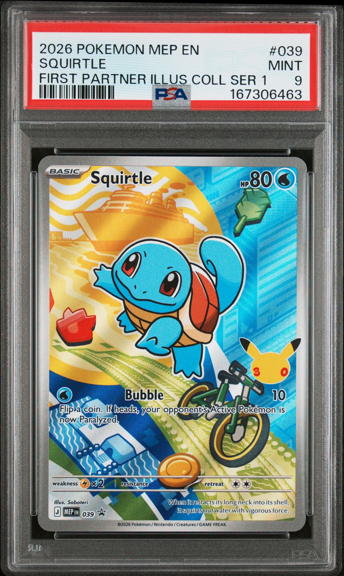 2026 Pokemon Mep En-Me Black Star Promo Squirtle #039 (First Partner Illus Coll Ser 1) Mint 9 front