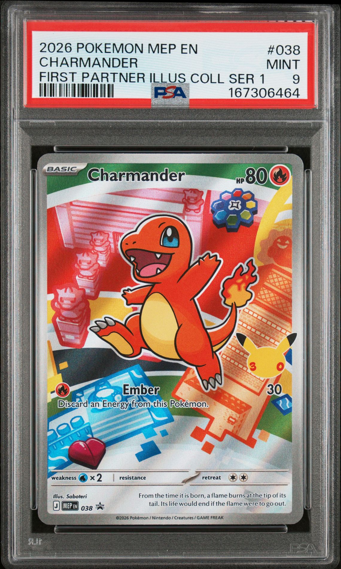 2026 Pokemon Mep En-Me Black Star Promo Charmander #038 (First Partner Illus Coll Ser 1) Mint 9 front