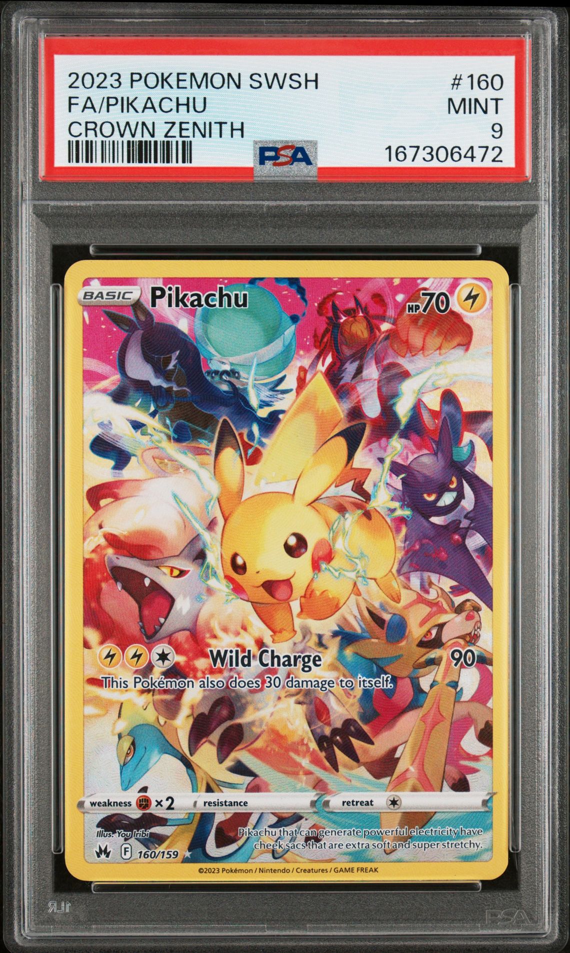 2023 Pokemon Sword And Shield Crown Zenith Fa/Pikachu #160 (Crown Zenith) Mint 9 front